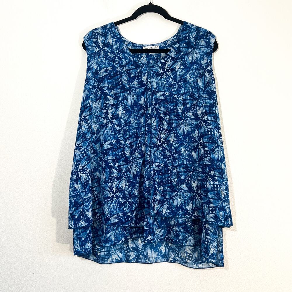 NorthStyle Plus Size Top Womens 1X Flowy Sleeveless Floral Summer Blouse Chiffon